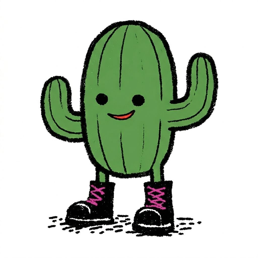 Mascota cactus de Punto West usando botas negras